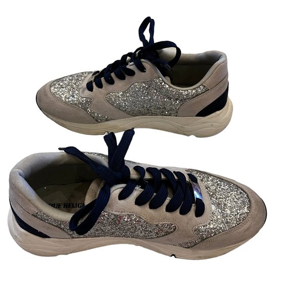 TRUE RELIGION Esther Navy, Gray, Silver Glitter Running Shoes Sneakers S… - Picture 3 of 13